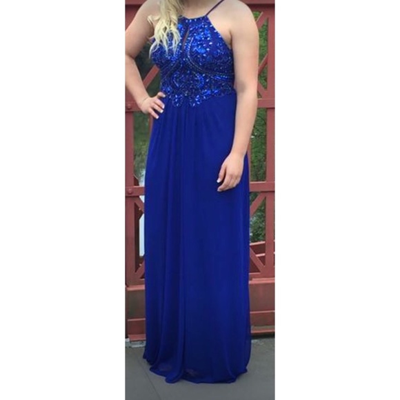 Blue sequence Prom dress - Picture 1 of 4